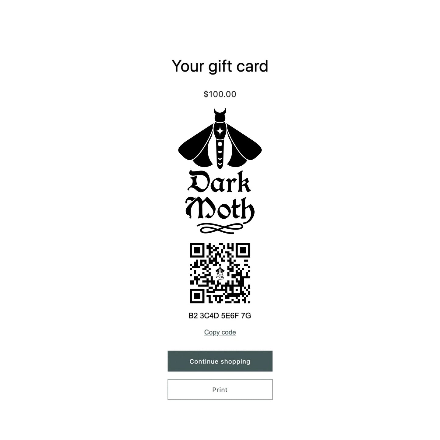 CLASSIC Dark Moth Digital Gift Card