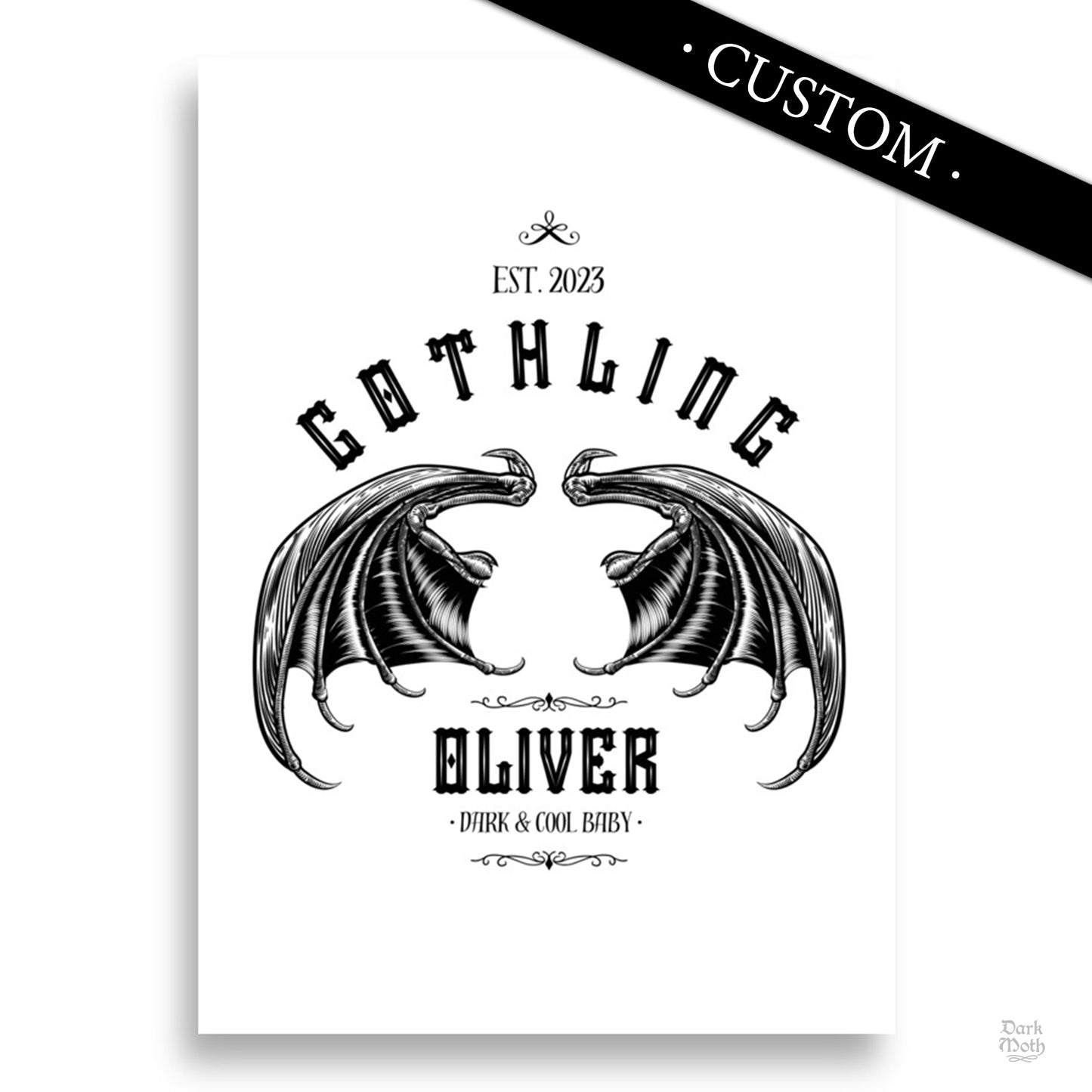 PERSONALIZED Gothic Art Print (3 sizes) "GOTHLING'S BATWINGS"