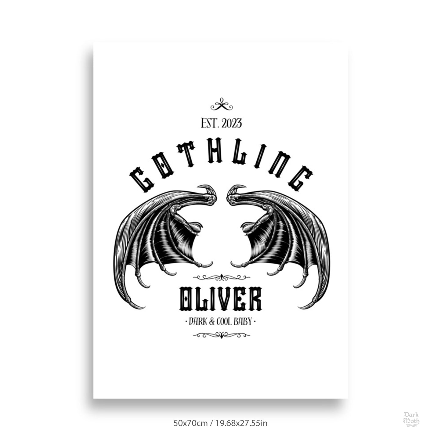 PERSONALIZED Gothic Art Print (3 sizes) "GOTHLING'S BATWINGS"