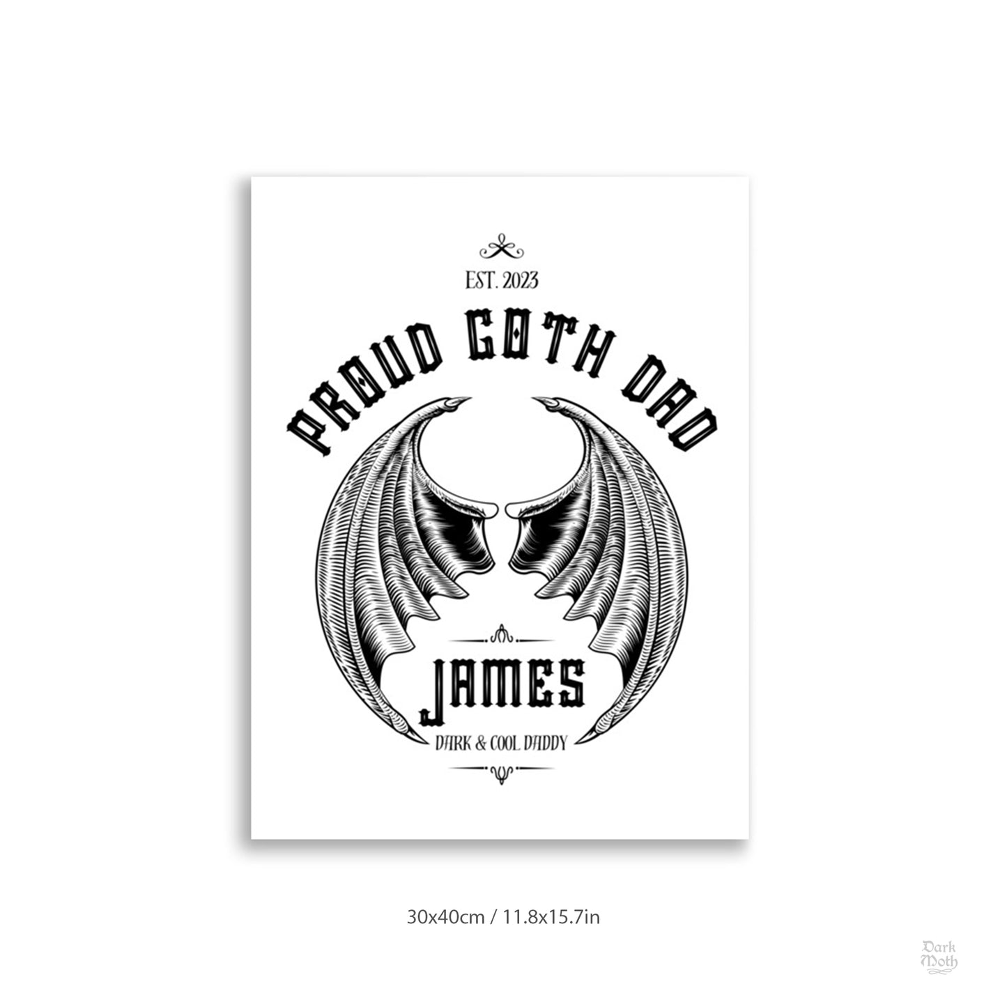 PERSONALIZED Gothic Art Print (3 sizes) "DAD'S BATWINGS"