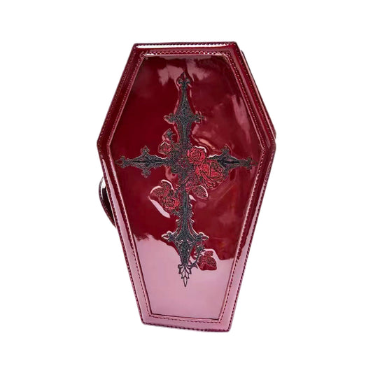 CRIMSON SERENITY - Gothic Coffin Handbag / Makeup Bag