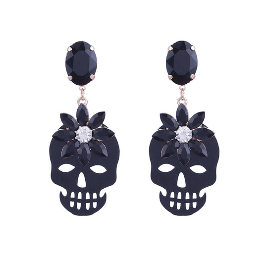 "Dark Bloom Skulls" Acrylic Large Earrings