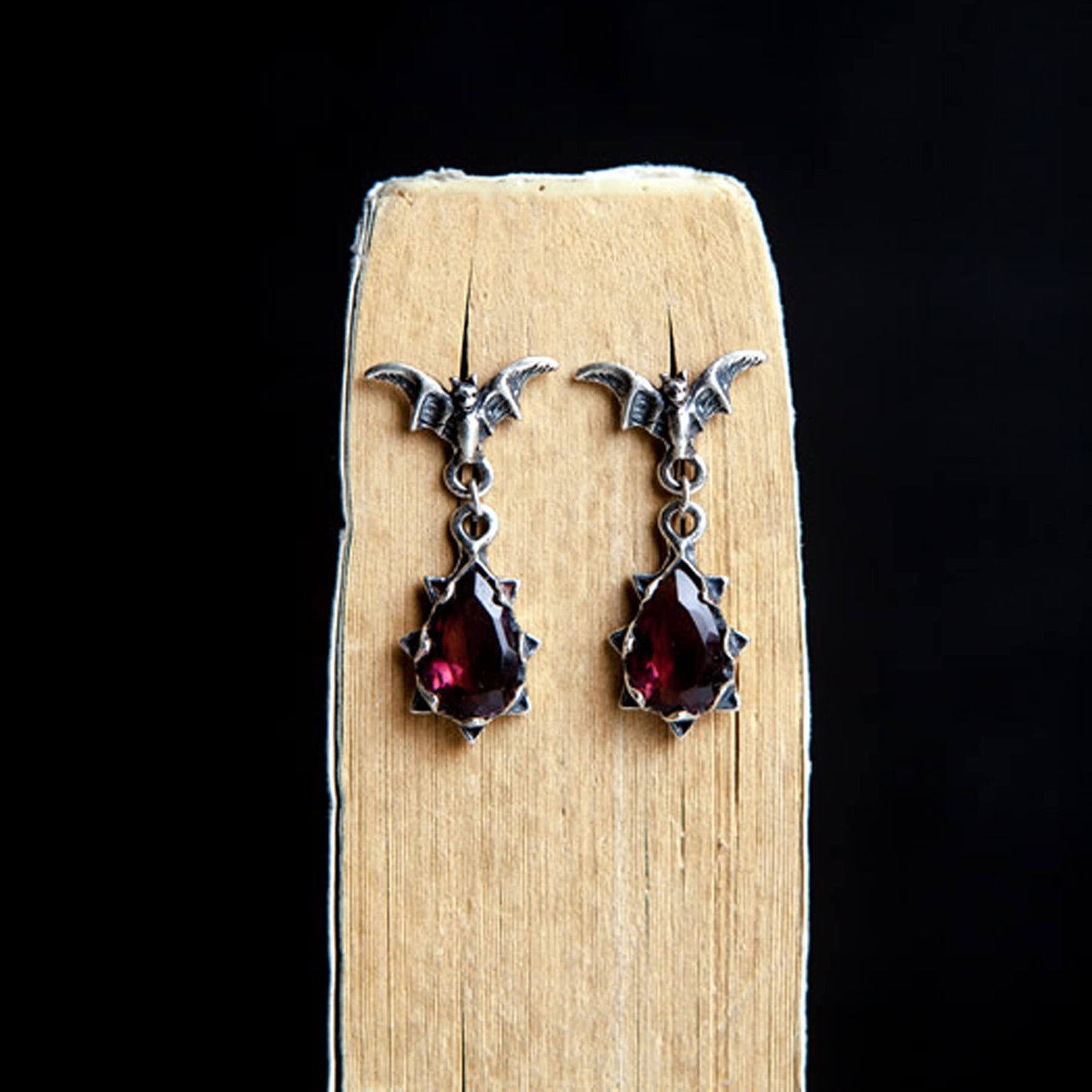 BLOOD MOON TEARDROPS - Bat Goth Earrings